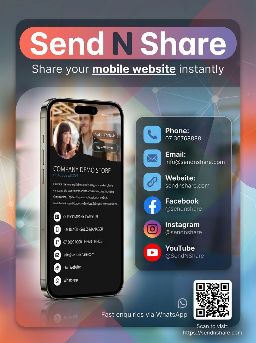 send n share digital business card, Business Card Details