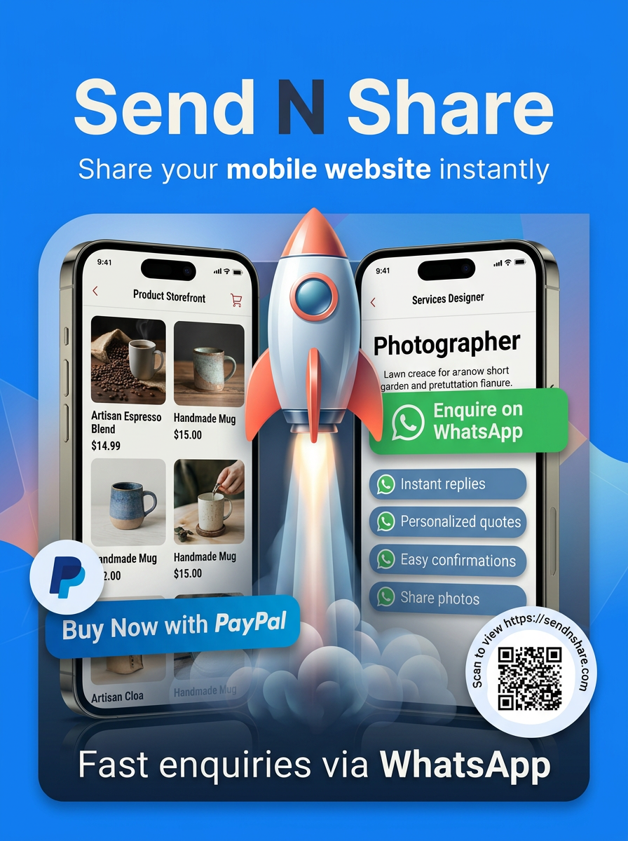 Send N Share Mobile Websites, Send and share paypal mobile website, send n share services whatsapp messages